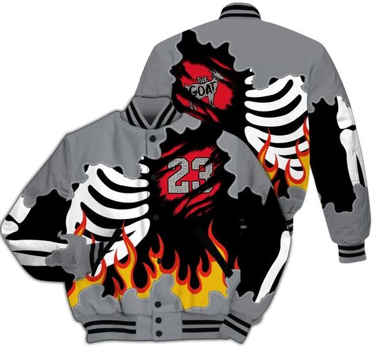 Dunkare Black Cement 3s Varsity Jacket, Streetwear Varsity Jacket, Retro 3 Black Cement Shirt, Graphic Trust No One All Over Print Letterman Jackets