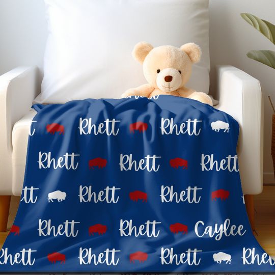 Buffalo Football Fan Blanket, Football Name Blanket, Football Blanket, Gift for Him, Sports fan Gift, Blanket for Football, Custom Football
