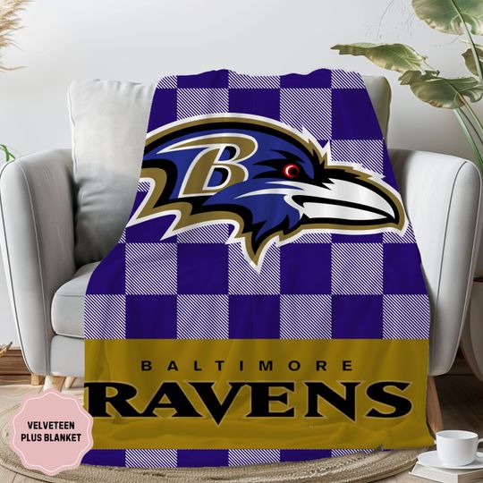 Baltimore Ravens Football Velveteen Plush Blanket, Ravens Throw Blanket, Baltimore Sports Comforter, Football Bedding, Baltimore Gifts, football