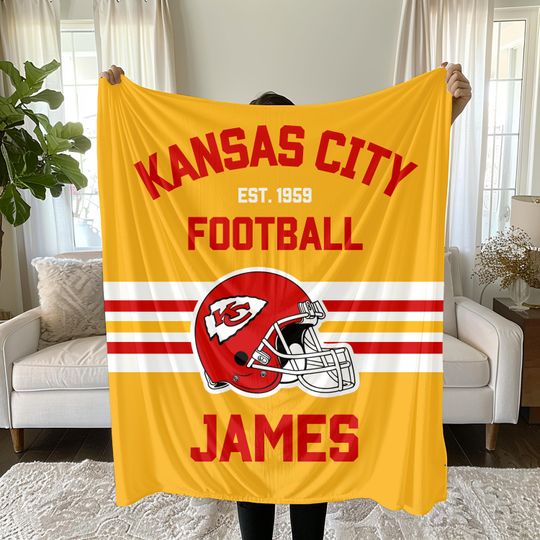 Custom Kansas City Chiefs Flecee Blanket football Chiefs Gift Sports Gift Chiefs Blanket game day sports gift Football Gift for him