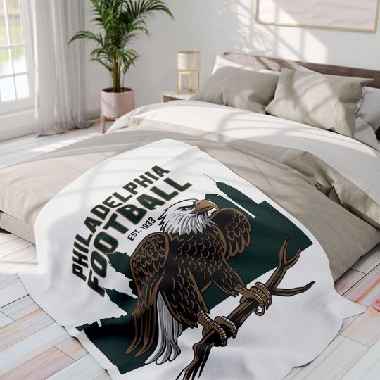 Philadelphia Football Fleece Blanket, Philadelphia Eagles inspired Throw, Game day necessities, Football season blanket, football Fan Gift