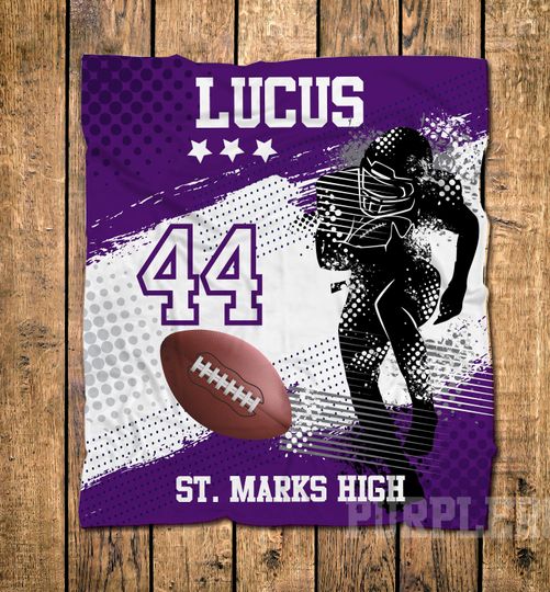 Football Blanket for Boy/Team Sports Blanket/College Sport Blanket/Stadium Blanket/Personalized Football Gift For Boys,Men/Any Colors