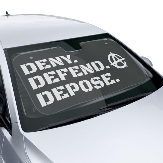 Deny Defend Depose Anarchy Car Sun Shades - Sun Visor for Vehicle Windshield, Auto Window Shade Cover, Automotive Sun Protector