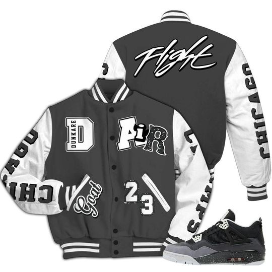 Discover Fear 4s Varsity Jacket, Streetwear Varsity Jacket, AIR Number 23 GOAT Graphic Varsity Jackets