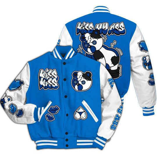 Blueberry 12s Varsity Jacket, Streetwear Varsity Jacket, Kiss My Hugz Varsity Jacket