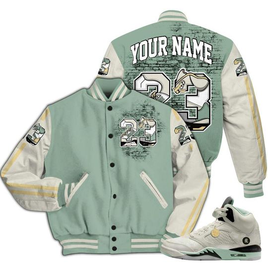 Dunkare Joins Year Of The Snake 5s Varsity Jacket, Streetwear Varsity Jacket, Custom Number 23 5s All Over Print Letterman Jackets