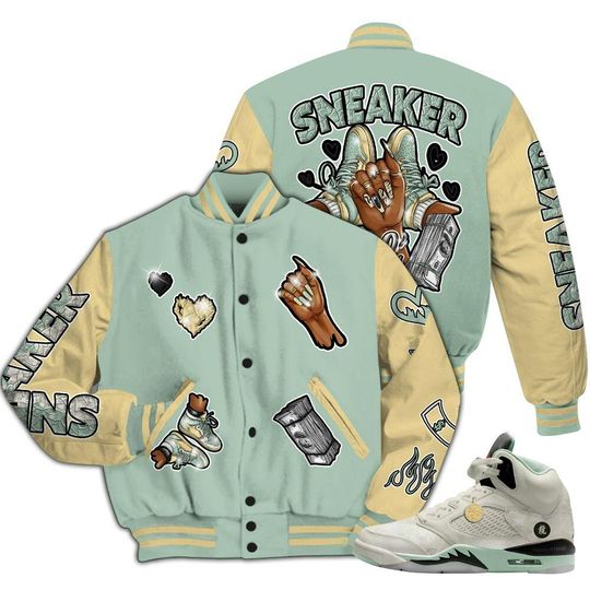 Dunkare Joins Year Of The Snake 5s Varsity Jacket, Streetwear Varsity Jacket, Sneakerz Girlz All Over Print Letterman Jackets