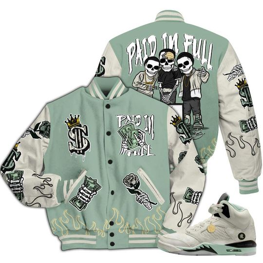 Dunkare Joins Year Of The Snake 5s Varsity Jacket, Streetwear Varsity Jacket, Fire Everybody Paid In All Over Print Letterman Jackets