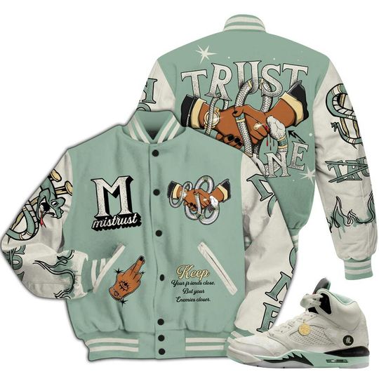Dunkare Joins Year Of The Snake 5s Varsity Jacket, Streetwear Varsity Jacket, Trust No One Snake-Bite Street Style All Over Print Letterman Jackets