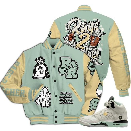 Dunkare Joins Year Of The Snake 5s Varsity Jacket, Streetwear Varsity Jacket, Rag 2 Rich Graphic Custom Name All Over Print Letterman Jackets