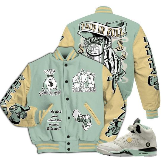 Dunkare Joins Year Of The Snake 5s Varsity Jacket, Streetwear Varsity Jacket, Paid In Full Baseball Varsity Jacket Custom Name All Over Print Letterman Jackets