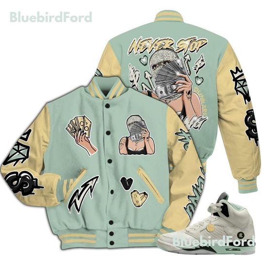 Dunkare Joins Year Of The Snake 5s Varsity Jacket, Streetwear Varsity Jacket, Hustling Unique All Over Print Letterman Jackets