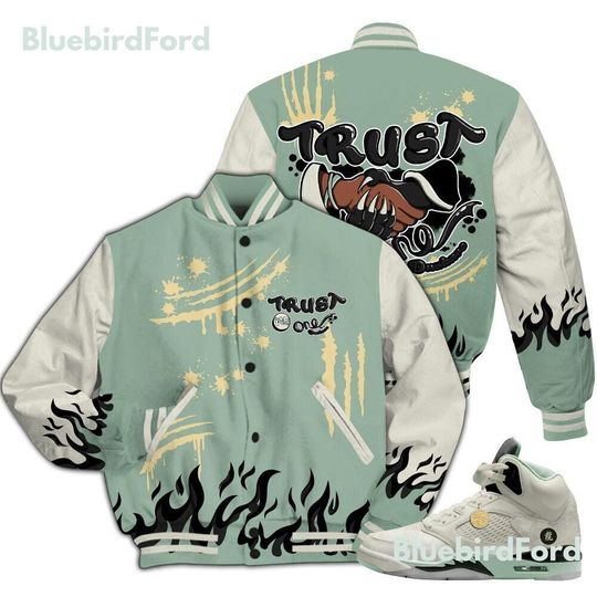 Dunkare Joins Year Of The Snake 5s Varsity Jacket, Streetwear Varsity Jacket, Graphic Trust No One All Over Print Letterman Jackets