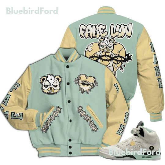 Dunkare Joins Year Of The Snake 5s Varsity Jacket, Streetwear Varsity Jacket, False Romance Hugz All Over Print Letterman Jackets