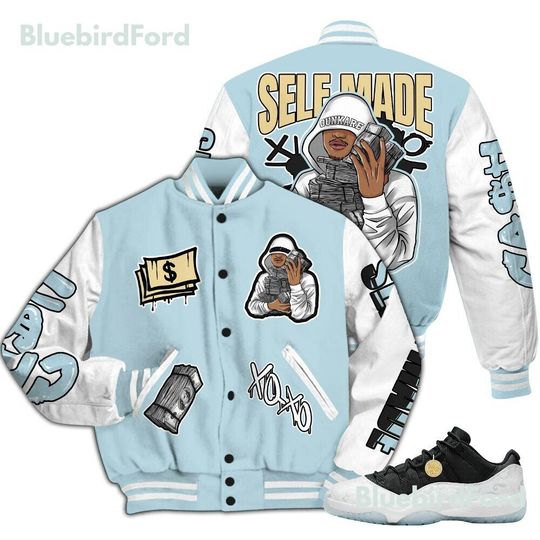 Dunkare Low Year Of The Snake 11s Varsity Jacket, Streetwear Varsity Jacket, Selfmade Unique All Over Print Letterman Jackets