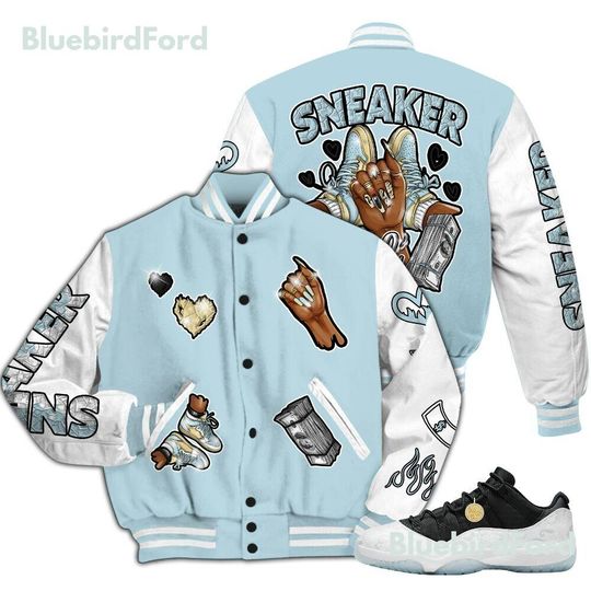 Dunkare Low Year Of The Snake 11s Varsity Jacket, Streetwear Varsity Jacket, Sneakerz Girlz All Over Print Letterman Jackets
