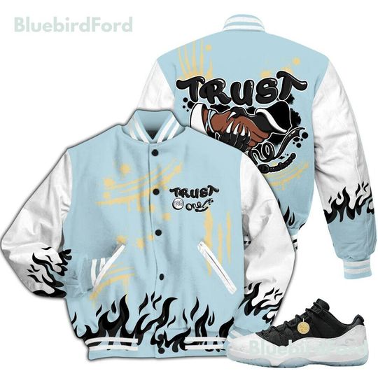 Dunkare Low Year Of The Snake 11s Varsity Jacket, Streetwear Varsity Jacket, Graphic Trust No One All Over Print Letterman Jackets