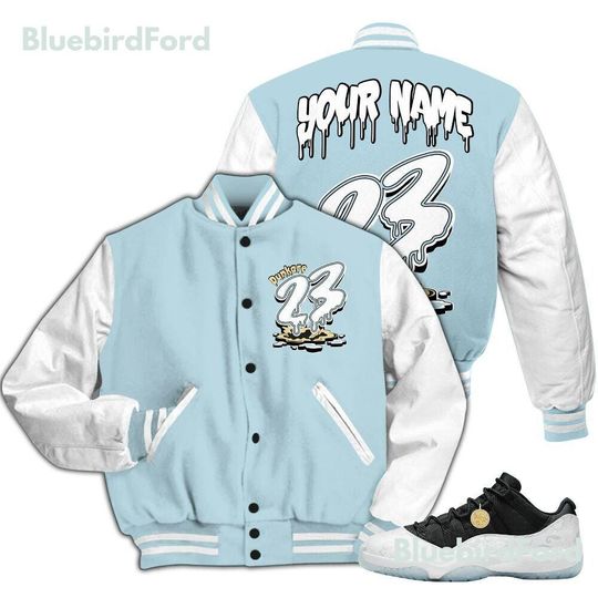 Dunkare Low Year Of The Snake 11s Varsity Jacket, Streetwear Varsity Jacket, Custom 23 Drip All Over Print Letterman Jackets