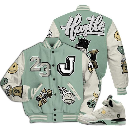 Dunkare Joins Year Of The Snake 5s Varsity Jacket, Streetwear Varsity Jacket, Hustles Money Number 23 All Over Print Letterman Jackets