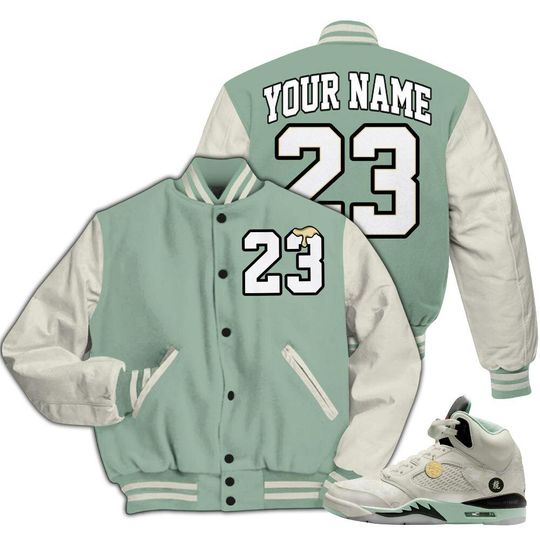 Dunkare Joins Year Of The Snake 5s Varsity Jacket, Streetwear Varsity Jacket, Custom Name Number 23 Drip All Over Print Letterman Jackets