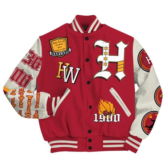 H.U Crimson University Varsity Jacket, Streetwear Varsity Jacket, Cambridge Est. 1636 Unisex Design All Over Print Letterman Jackets