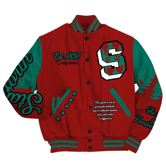 S.U Stanforte University Varsity Jacket, Streetwear Varsity Jacket, California Est.1891 Unisex Design All Over Print Letterman Jackets