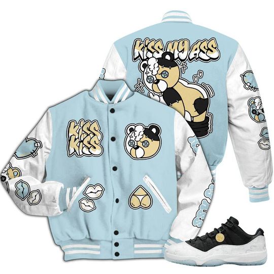 Dunkare Low Year Of The Snake 11s Varsity Jacket, Streetwear Varsity Jacket, Kiss My Hugz All Over Print Letterman Jackets