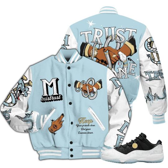 Dunkare Low Year Of The Snake 11s Varsity Jacket, Streetwear Varsity Jacket, Trust No One Snake-Bite Street Style All Over Print Letterman Jackets