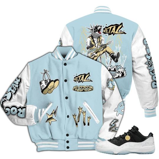 Dunkare Low Year Of The Snake 11s Varsity Jacket, Streetwear Varsity Jacket, Hip Hop Jacket, Punk Rock Raccoon All Over Print Letterman Jackets