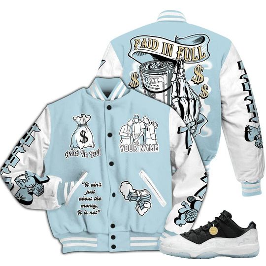 Dunkare Low Year Of The Snake 11s Varsity Jacket, Streetwear Varsity Jacket, Hip Hop Varsity Jacket, Paid In Full Baseball Varsity Jacket