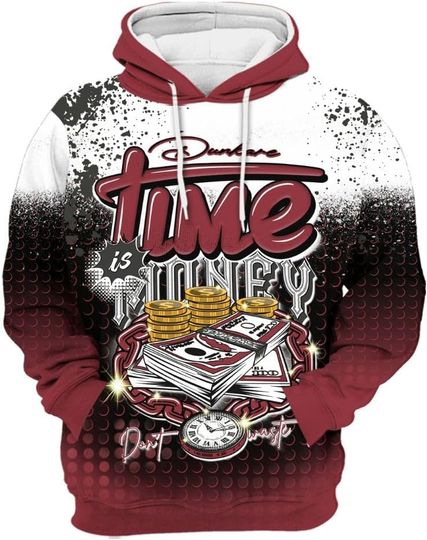 Dunkare Shirt to Match Black Toe 14s Streetwear 3D Hoodie, Halftone Time is Money All Over Print Unisex Hoodie