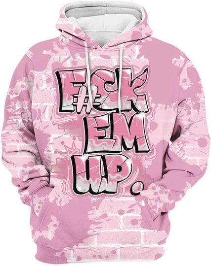 Dunkare Orchid 4s 3D Hoodie, Go with Orchid 4s 3D Hoodie - Em Graphic Brick Art All Over Print Unisex Hoodie