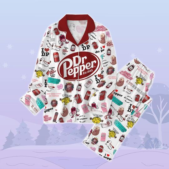 Diet Dr Pepper Thick Pajamas, Soft Drink Lovers Pajamas Pants, Soda Pajama Set Women, Dr Pepper Fan Holiday Pajamas, Beverage Pajamas
