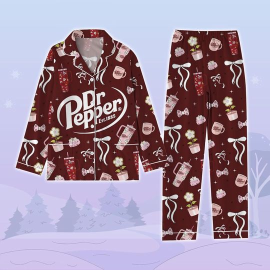Dr Pepper Pajamas Set, Soft Drink Lovers Pajamas Family, Beverage Pajamas Pants, Soda Lovers Holiday Pajamas, Diet Dr Pepper Pajamas