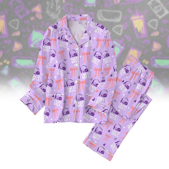 Taco Bell Valentine Pajamas, Taco Bell Pajamas Set, Junk Food Pajamas, Burrito Lover Pajamas, Taco Bell Lover Pajamas, Matching Pajamas