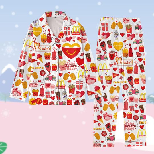 McDonald Thick Pajamas Pants, McDonalds Valentine Pajamas Set Women, Fast Food Pajamas Family, McDonalds Addict Pajamas, Valentine Gift