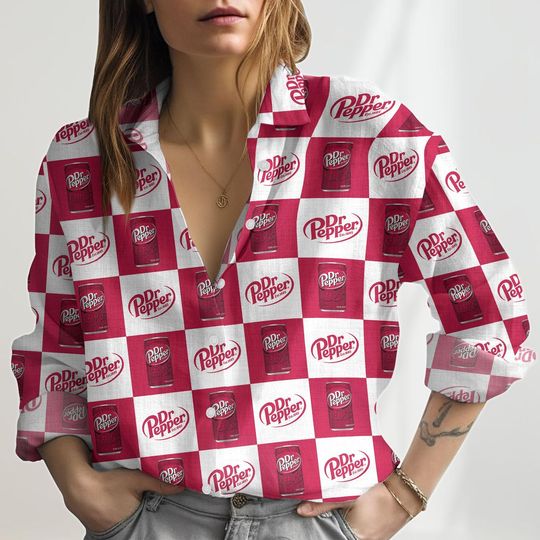 Dr Pepper Linen Shirt, Soda Love Women Shirt, Dr Pepper Blouse Women Shirt, Retro Pepper Long Sleeve Shirt, Drinking Party Tee