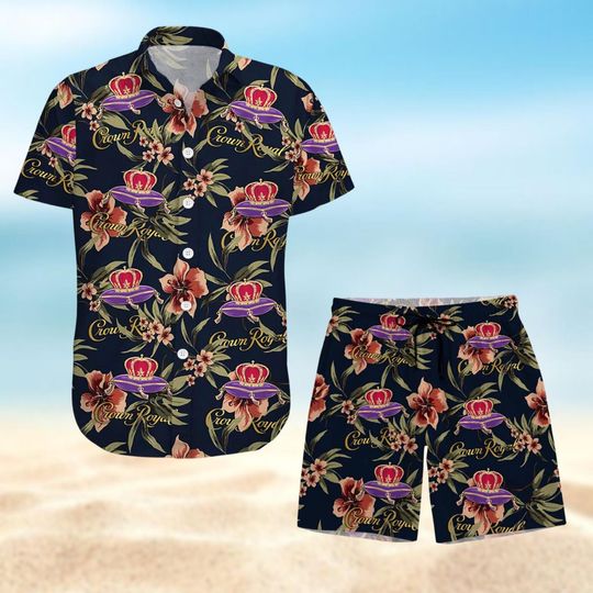 Crown Royal Hawaiian Shirt, Crown Royal Button Shirt, Whiskey Men Shorts, Crown Tropical Shirt Men Women, Drinking Party Outfit