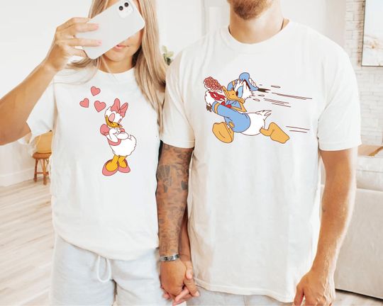 Disney Daisy Donald Couple Tee, Valentine Shirts, Daisy Duck Shirt, Disney Valentine Gift
