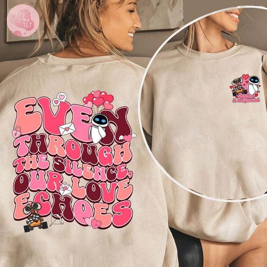 Personalized Couple Matching Disney Sweaters, Disney Pixar Wall-E and Eve Valentines Couple Sweatshirt, Robot Couple Always And Forever Tee