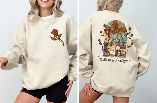 Retro Tale As Old As Time Sweatshirt, Disney Princess Sweaters, Valentines Day Gift Sweater
