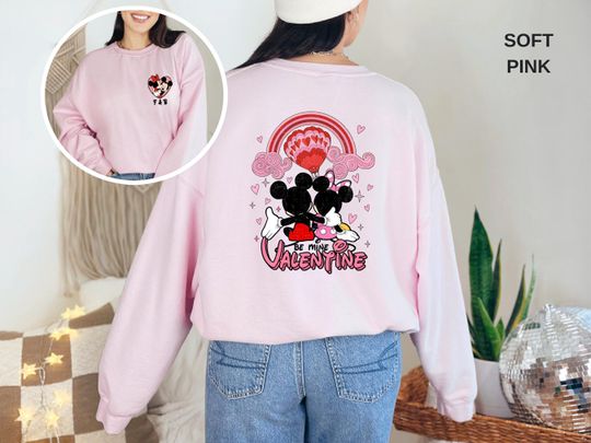 Retro Valentines Day Sweatshirt,Cute Valentine Mickey Sweatshirt,Disneyland Valentine Sweater,Disney Couple Crewneck,Disney Valentine's Gift