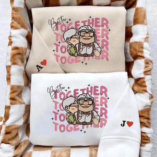 Custom Couple Embroidered Sweatshirt, Valentine Couple Embroidery Sweatshirt, Matching Couple Shirt, Carl And Ellie Shirts, Valentine Gifts