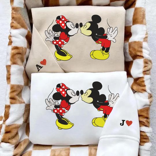 Couple Valentine Embroidered Sweatshirt, Valentine Locket Embroidery Sweatshirt, Mouse and Friends Valentine Shirt, Couple Valentine Gifts