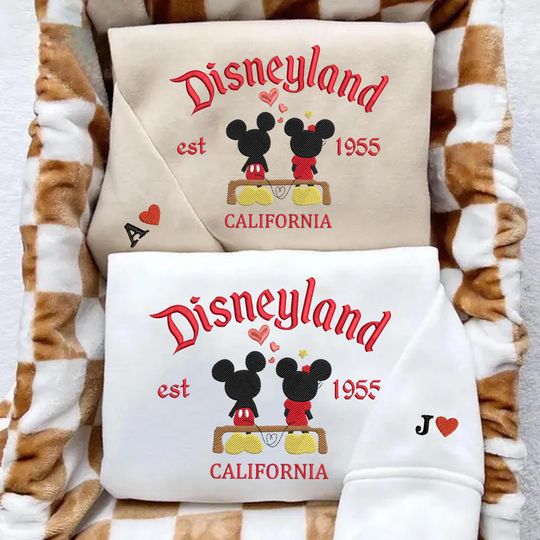 Couple Valentine Embroidered Sweatshirt, Valentine Locket Embroidery Sweatshirt, Mouse and Friends Valentine Shirt, Couple Valentine Gifts