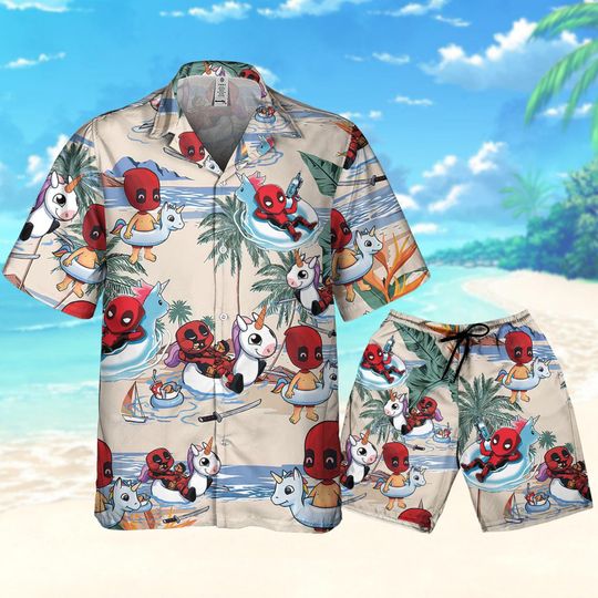 Deadpool Relax Summer Beach Vacation, Deadpool Superhero Button Up, Hero Tropical Hawaii Shirt, Deadpool Summer Trip