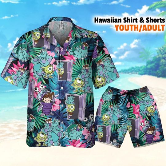Monster Inc Summer Floral, Sulley Mike Boo Randall Boggs, Monster University Hawaii Shirt, Disneyland Summer Trip, Birthday Gift