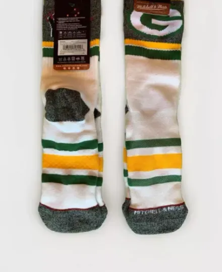 Mitchell & Ness THROWBACK Green Bay Packers CREW SOCKS-MENS L/XL Shoe Sz 10-13