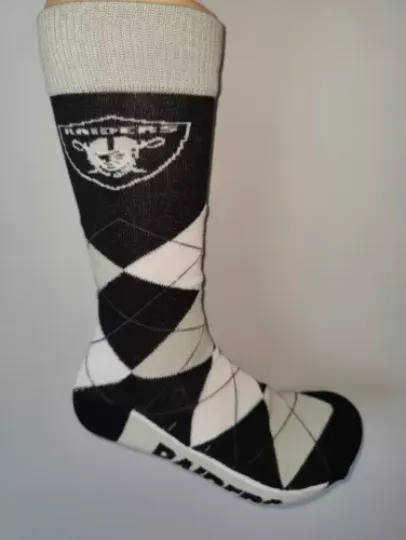 Las Vegas Raiders Mens Argyle football Team Crew Dress Socks Large