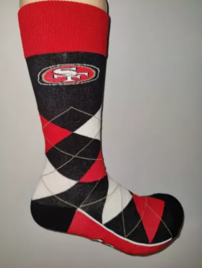 San Francisco 49ERS Mens Argyle football Team Crew Dress Socks Large